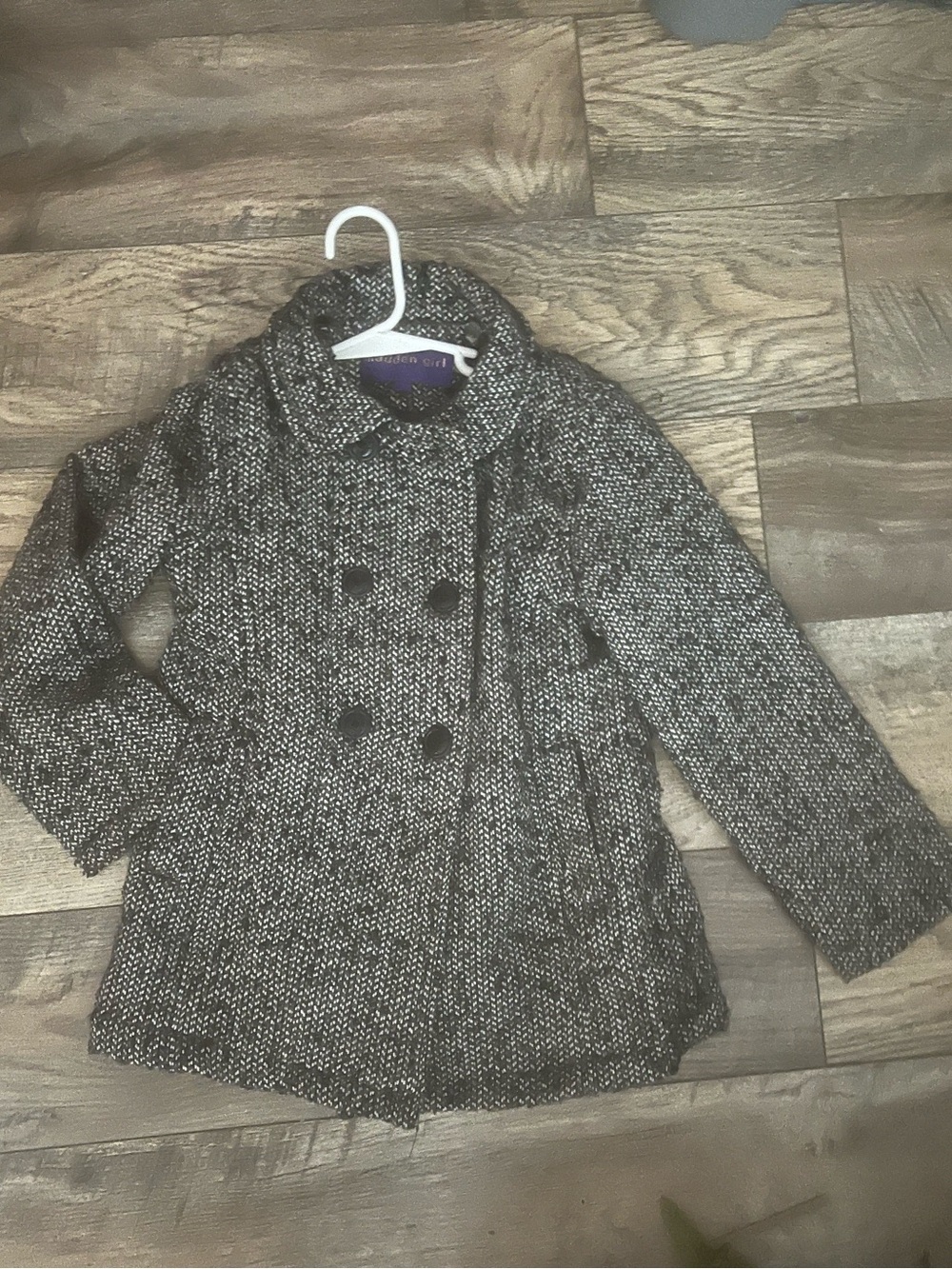Madden Girl Sz 6 Wool Trench Peacoat Black/White Jacket